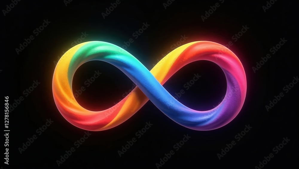 Rainbow Infinity symbol isolated on black. World Autism Awareness Day Rainbow Infinity symbol isolated on black. World Autism Awareness Day