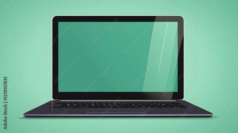 Sleek laptop on a vibrant green background, modern design emphasizes tech, ideal for showcasing digital innovation. Sleek laptop on a vibrant green background, modern design emphasizes tech, ideal for showcasing digital innovation.