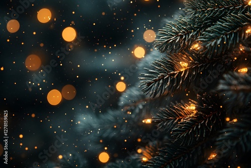 Wallpaper Mural Christmas Magic: Festive Tree with Warm Lights and Golden Bokeh for Holiday Cheer Torontodigital.ca