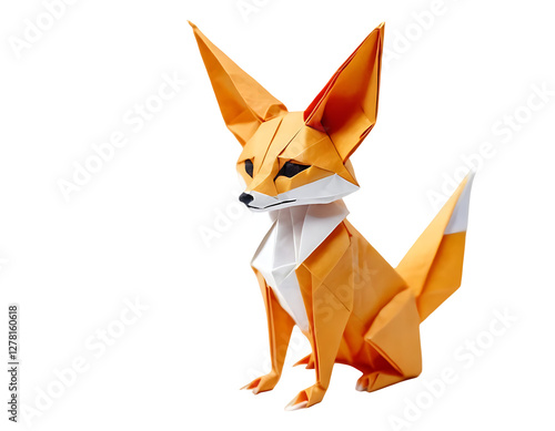 Origami Fox Sculpture Geometric Paper Art photo