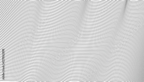 horizontal Wavy thin black lines striped on a white background