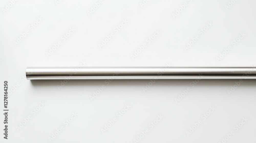 Sleek and Modern Stainless Steel Pipe on White Background Surface Sleek and Modern Stainless Steel Pipe on White Background Surface