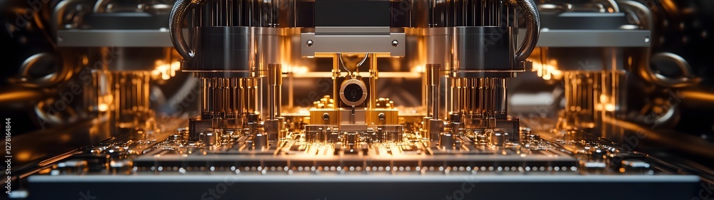 Fototapeta premium Close up view of an intricately designed electronic circuit board featuring an array of microchips processors and other high tech components
