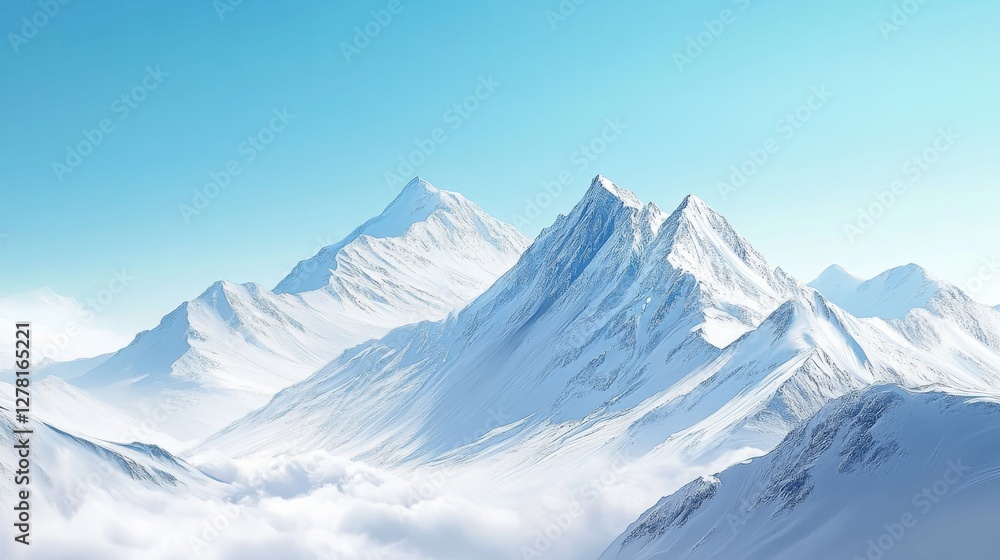73.Winter in the mountains landscape with blue sky 73.Winter in the mountains landscape with blue sky