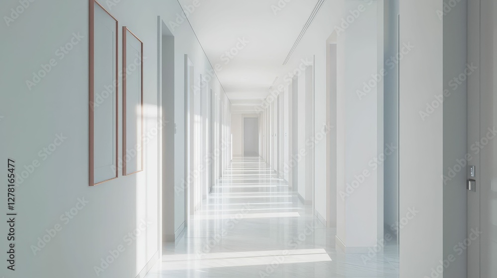 Fototapeta premium Bright and Spacious Hallway with Minimalist Design and Natural Light