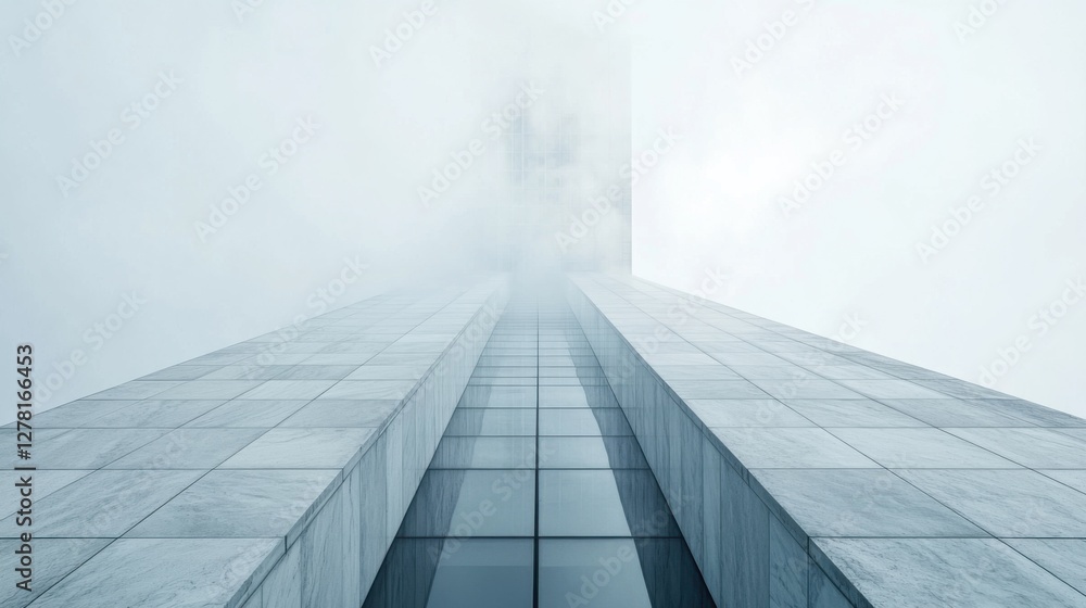 Federal Reserve building with foggy surroundings. Featuring monetary control and economic regulation Federal Reserve building with foggy surroundings. Featuring monetary control and economic regulation