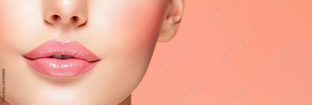 Fototapeta premium Beautiful shot of a young woman paying special attention to skin care. Close-up of her face and lips showing off her perfect skin after the treatment.