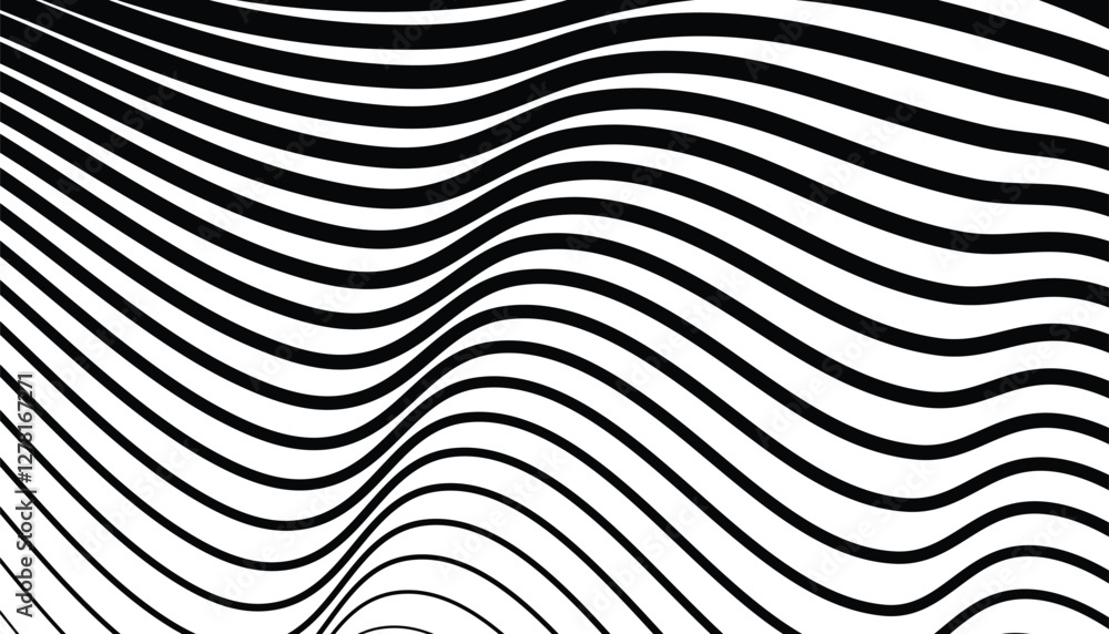 Black and white wavy lines striped pattern Black and white wavy lines striped pattern