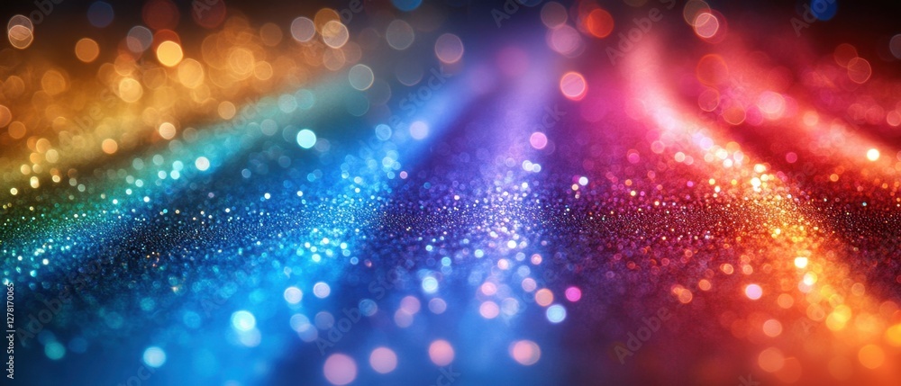 Obraz premium Abstract glittering light background with vibrant bokeh effect for festive celebrations and magical events