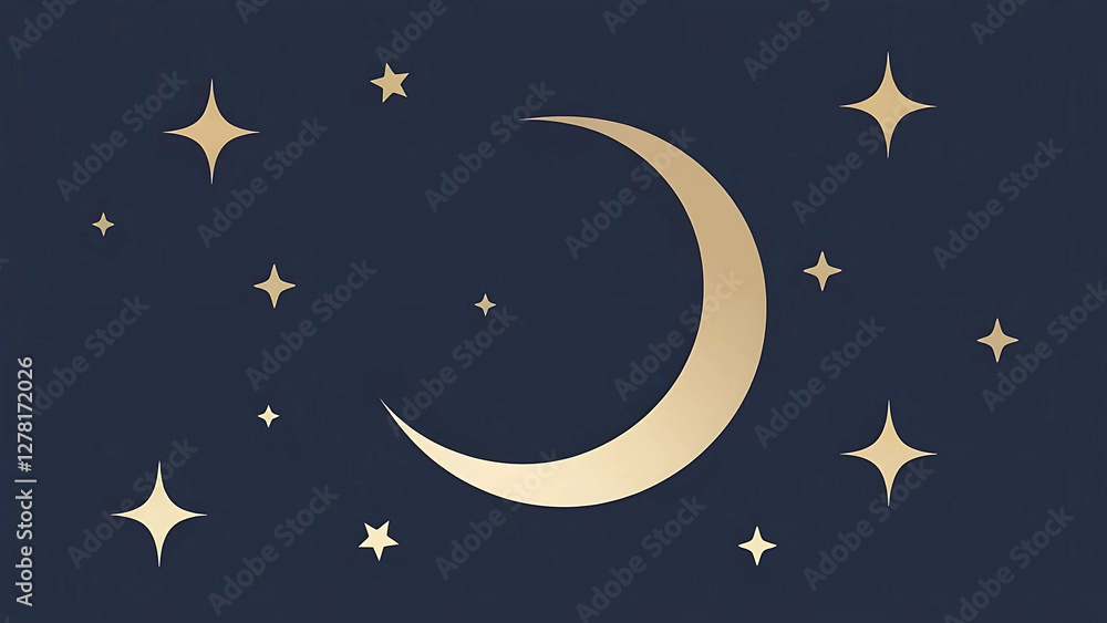 Naklejka premium Dreamy Moon and Stars Illustration
