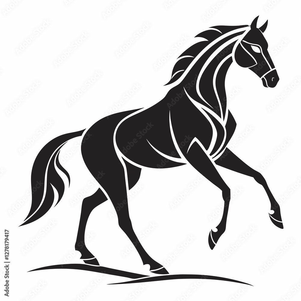 A stylized black Simple Line Art Horse vector Illustration A stylized black Simple Line Art Horse vector Illustration