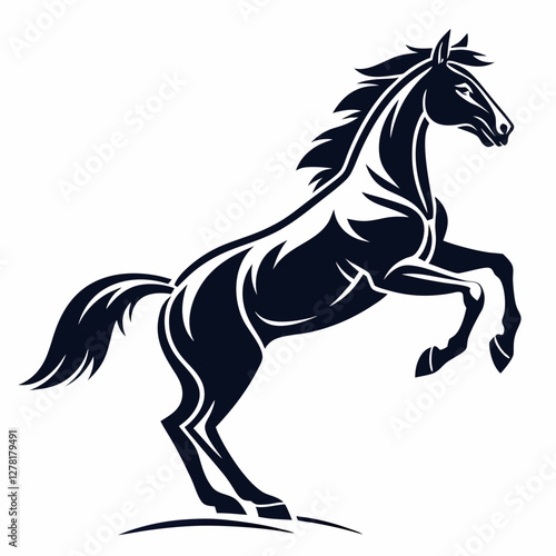 A stylized black Simple Line Art  Horse vector  Illustration