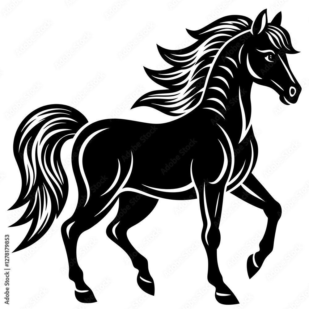 A stylized black Simple Line Art Horse vector Illustration A stylized black Simple Line Art Horse vector Illustration