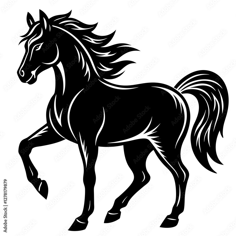A stylized black Simple Line Art Horse vector Illustration A stylized black Simple Line Art Horse vector Illustration