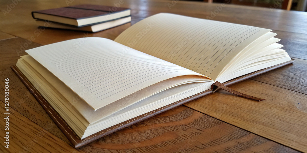 Naklejka premium Open Square Book with Blank Pages, Ideal for Creative Writing and Note-Taking