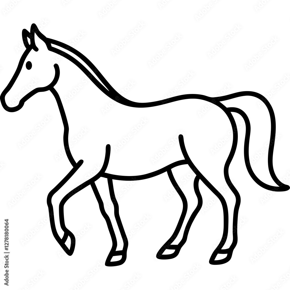 A stylized black Simple Line Art Horse vector Illustration A stylized black Simple Line Art Horse vector Illustration