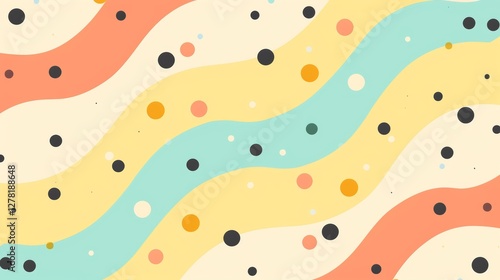 Pastel wavy background with colorful dots