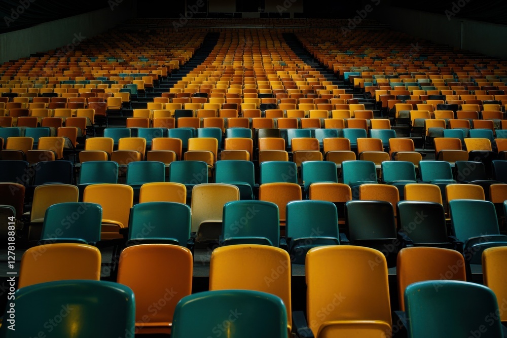 Naklejka premium Empty Lecture Hall. Emptiness and Architecture in a College Auditorium Setting