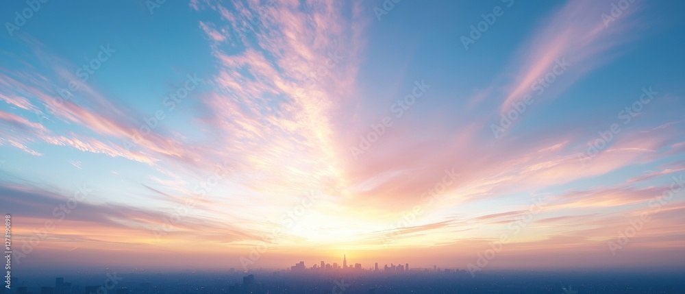 Fototapeta premium A breathtaking sunset sky filled with vibrant pink and blue hues, creating a serene and picturesque landscape.