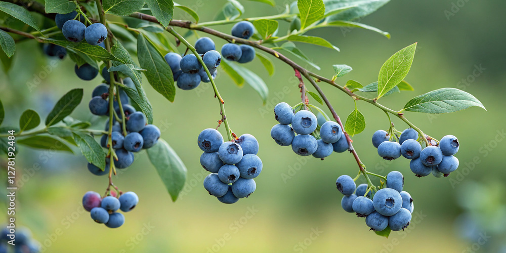 A Fresh and Delicious Display of Ripe Blueberries on Branches Celebrating Nature's Bounty A Fresh and Delicious Display of Ripe Blueberries on Branches Celebrating Nature's Bounty