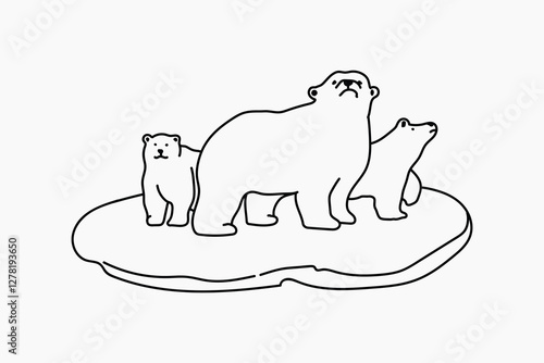 Polar bears wildlife hand drawn illustration vector