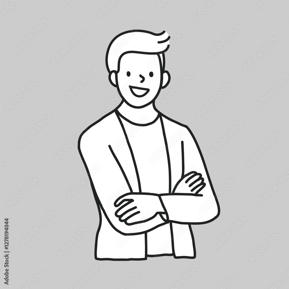 Casual confident businessman portrait line art line art vector Casual confident businessman portrait line art line art vector