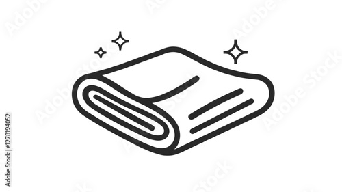 Silhouette of a clean rolled towel in black on white background for hygiene concept