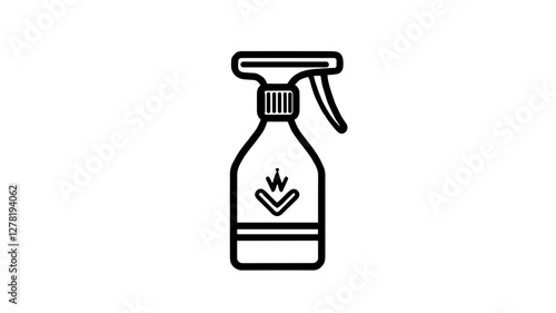 Silhouette of a spray bottle in black on white background for cleaning concept