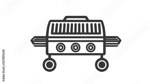 Silhouette of a barbecue grill in black on white background for cooking concept