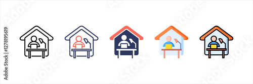 Working At Home Multistyle Icon Set