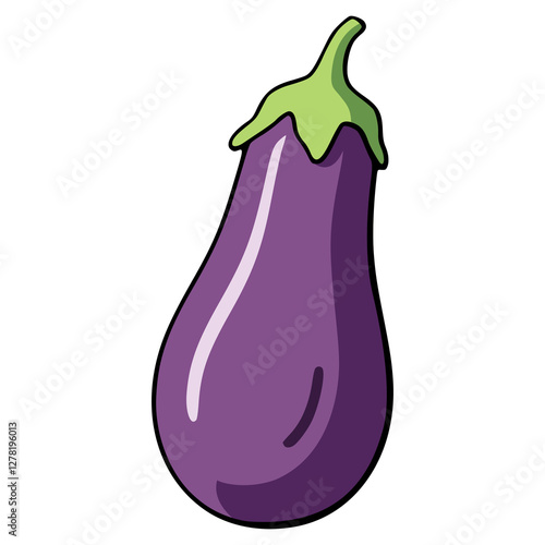 fresh eggplant vegetable food nature healthy flat color vector illustration template design