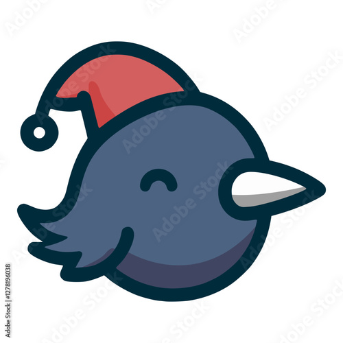 cute bird crow kawaii cartoon character flat color vector illustration template design