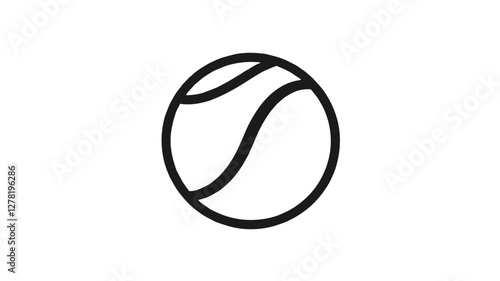 Silhouette of a tennis ball in black on white background for sports concept