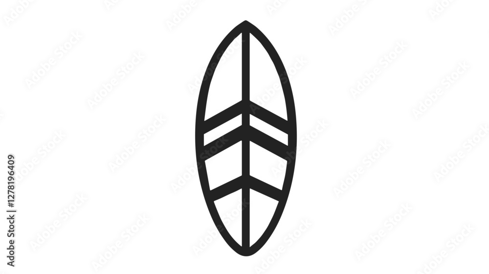 Silhouette of a surfboard in black on white background for water sports concept
Silhouette of a surfboard in black on white background for water sports concept