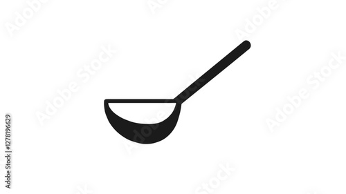 Silhouette of a ladle in black on white background for cooking concept