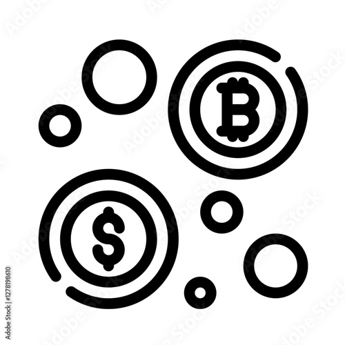 Icon Crypto Coin With Style Outline