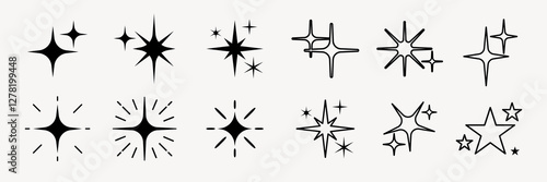 Various starburst shape illustration set vector. Set of black starburst shape illustration in various vector design illustrations. Black starburst shape vector collection.