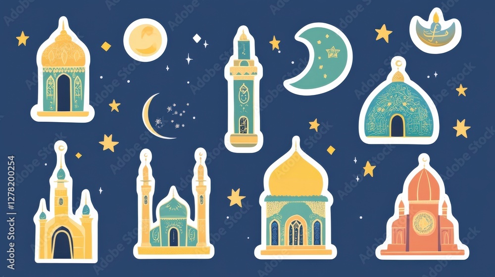 Islamic Architecture Stickers Night Sky Design
