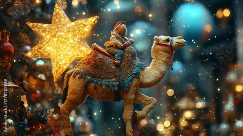 Stuffed camel riding on a magical shooting star