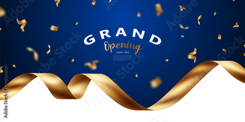 Design your opening card with a gold ribbon. beautiful business banner vector illustration
