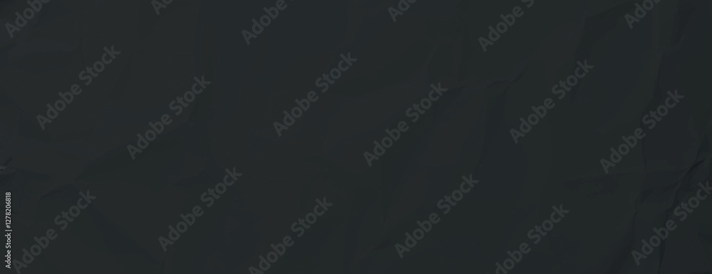 Fototapeta premium Dark black background with a crumpled texture. The black background adds depth and a subtle, textured style. Paper texture background vector. Black background.