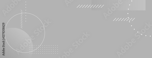 Gray background with geometric shapes. The background is minimalist, featuring gray circles and lines for a modern, sleek texture. Circle pattern background vector. Gray background.