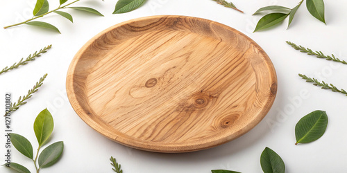 Wallpaper Mural Stylish Wooden Plate Isolated on a Clean White Background for Elegant Dining and Presentation Torontodigital.ca