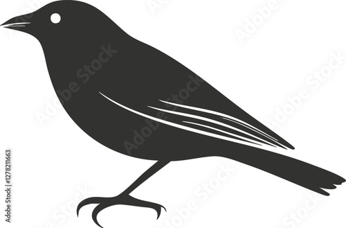 Black silhouette of a bird on a white background.