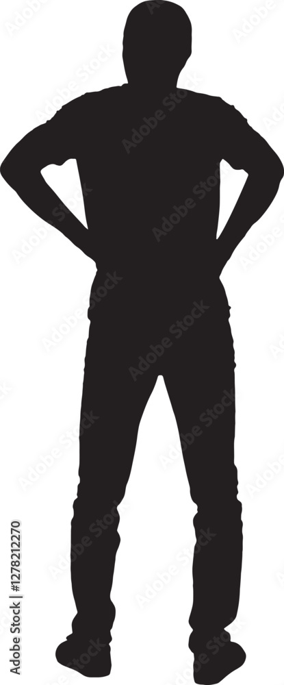 vector; silhouette; back view of man amrs akimbo vector; silhouette; back view of man amrs akimbo