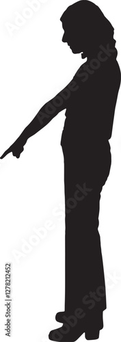 vector; silhouette;side view of woman pointing finger down