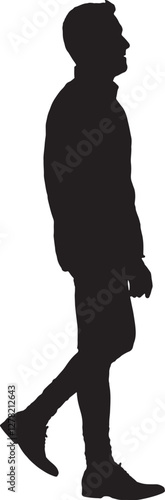 vector; silhouette; side view of a cool man walking