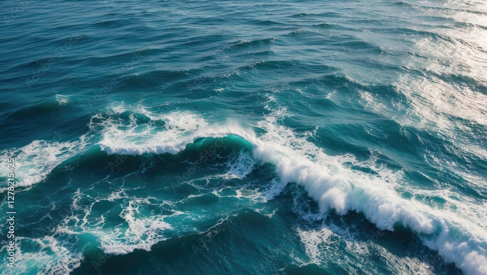 Aerial View of Turquoise Ocean Waves with Natural Patterns and Space for Text or Graphic Elements Aerial View of Turquoise Ocean Waves with Natural Patterns and Space for Text or Graphic Elements