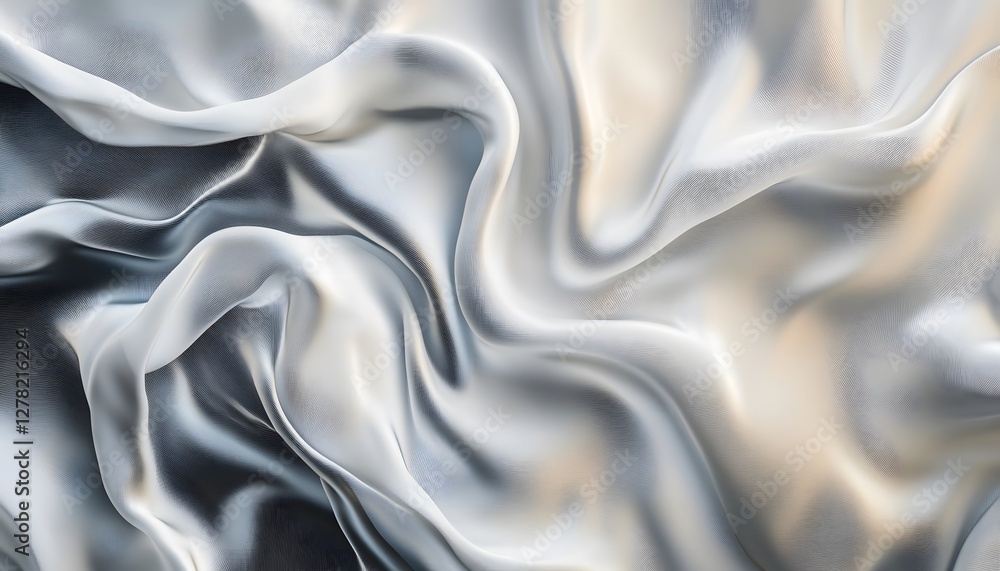 Obraz premium Elegant silver silk fabric softly draped in graceful waves