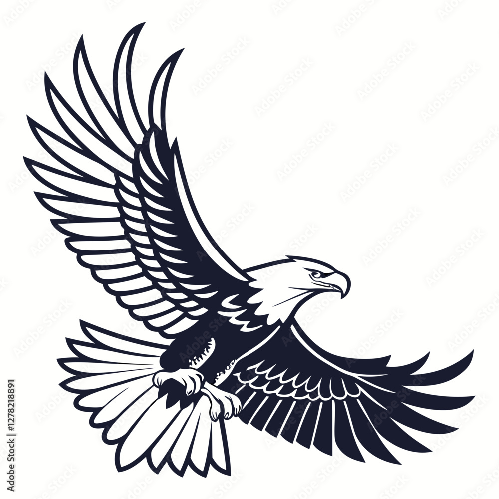 Fototapeta premium his stylized, graphic illustration showcases a detailed line drawing Line Art Illustration of an Eagle's